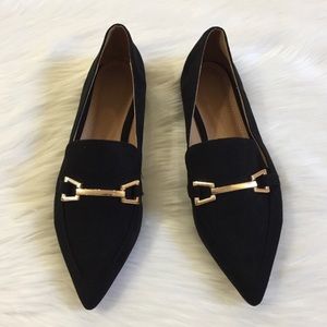 ASOS pointy toe faux suede flats gold NWOT